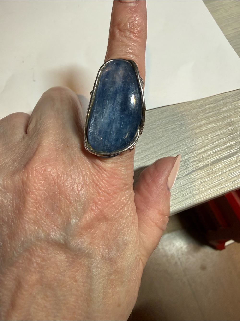 Handmade Large Blue Stone Statement Ring